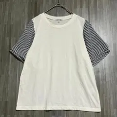 グローバルワーク　異素材フリルスリーブ カットソー　白　S