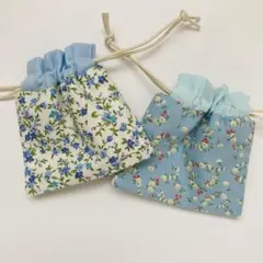 【M045】ミニ巾着2点セット　ハンドメイド　小物入れ　ミニポーチ