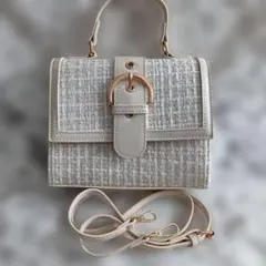 GRL グレイル　2wayチェックメレザースクエア　ショルダーバック　ベージュ