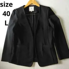 ネイビー ノーカラージャケット