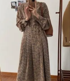 【新品タグ付】sorule 花柄ロングワンピース FREE サイドリボン