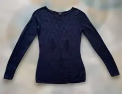 美品⭐️ブルックスブラザーズネイビー 模様 コットン長袖ニット