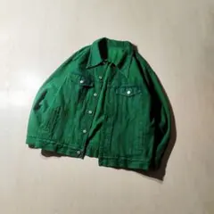 【希少レア】Y2K デニム ジャケット オーバーダイ 緑