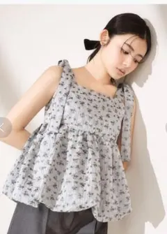 lilybrown スカート&ショルダーリボンジャガードペプラムブラウス