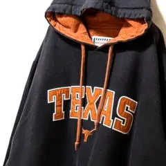 フットロッカーテキサスロングホーンズ刺繍スウェットパーカーブラック黒XL古着