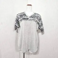 HOSE ROMERO 切り替えロゴプリントTシャツ Vネック グレー