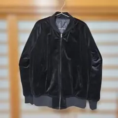 ベロア調 ジップアップジャケット ブルゾン メンズ XL