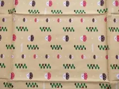 キノコと葉のプリント生地 約55cm x 70cm