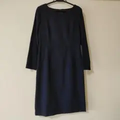 NATURAL BEAUTY BASIC ひざ丈ワンピース ネイビー 濃紺　S