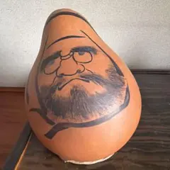 【縁起物】ひょうたん 達磨 描画 置物 台座付き ひょうたん達磨 昭和レトロ