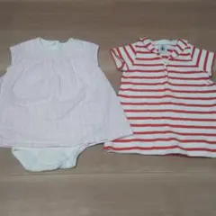 プチバトー 6m ロンパース ワンピース チュニック 2着