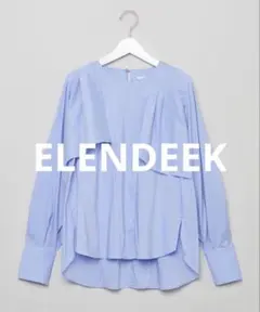 【ELENDEEK/エレンディーク】ライトブルーアシメケープスリーブブラウス美品のサムネイル
