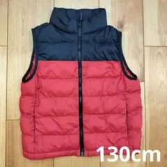 130cm【ユニクロUNIQLO】 中綿ベスト キッズ 紺×エンジ