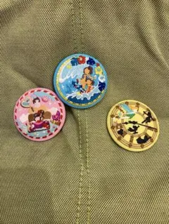 ディズニー　刺繍缶バッジ　スティッチ　シュガーラッシュ　ピーターパン