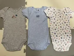 【3枚セット】プチバトー　半袖ボディスーツ　12m/74cm