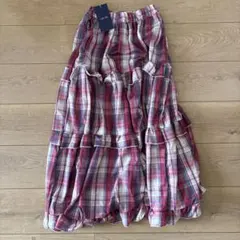 チェック柄フリルロングスカート タグ付き