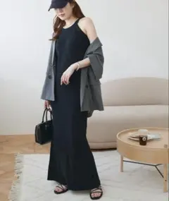 Discoatディスコート カップ付ワッフルアメスリワンピース黒ブラック