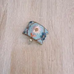 インド刺繍リボン ポニーフック ライトブルー