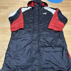 PUMA ベンチコート 黒/赤 160
