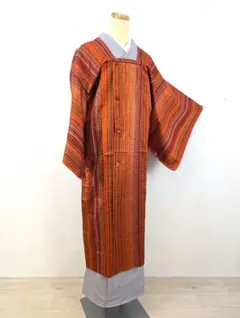 【しつけ糸付き新品未使用】ロング道行コート 正絹 身丈126 裄65 オレンジ