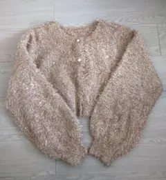 Heather☆ゴールド×ベージュ、ショート丈カーディガン