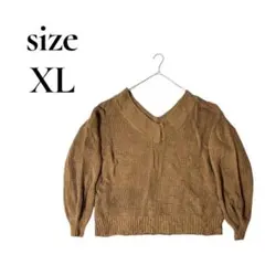 XL Vネックアクリルニットセーター