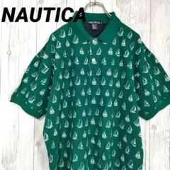 レア♪ NAUTICA ノーティカ ポロシャツ 総柄 90s L ヨット