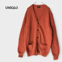 UNIQLO プレミアムラム Vネック カーディガン L オレンジ ウール