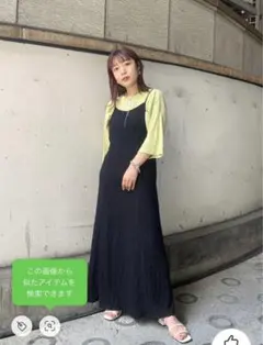Kastane ジャカード織　キャミワンピース　黒のサムネイル