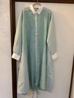 NICOLEwhite ストライプ シャツワンピース