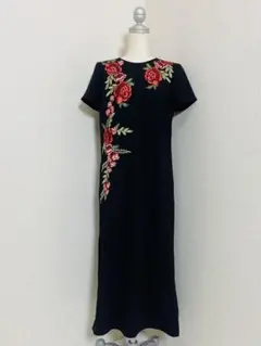 7284.【極美品】ZARA WOMAN チャイナ風 スリット ロングワンピース