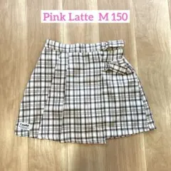 ピンクラテ　チェック柄インナーパンツ付きスカート M 150