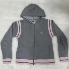 Puma フルジップパーカー グレー/ピンク