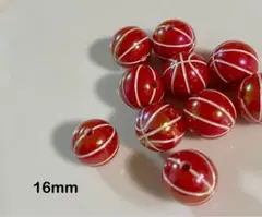 バスケットボール⭐︎赤色ビーズ 16mm 6piece
