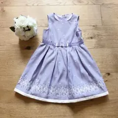 新品 組曲 120-130 ワンピース 花柄刺繍 紫　フォーマル