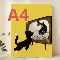 アートポスター　レトロ　猫　ポップ　インテリア　リビング　カフェ　ガレージ　A4