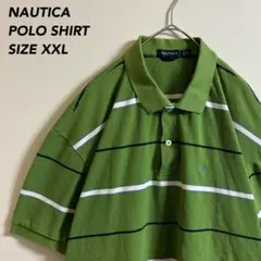 《ワンポイント刺繍ロゴ》NAUTICA ノーティカストライプポロシャツ半袖