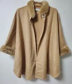 ファー付き ポンチョ レディース