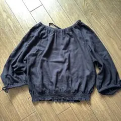 Cepo / セポ バックリボン・ギャザーブラウス ブラック リネン好きな方♡