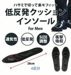 【4足セット】低反発インソール メンズ 25～28cm