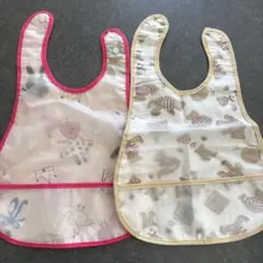 2枚セット 食事エプロン 防水スタイ