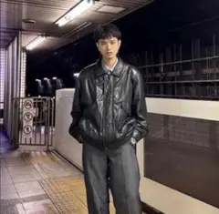 【vintage】leather jacket ラムレザー Lサイズ