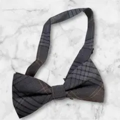 新品 蝶ネクタイ ワンタッチ式 チェック柄 ウール グレー 調節可能 ネクタイ