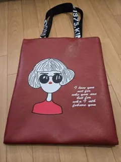 イラストデザイン 赤 トートバッグ