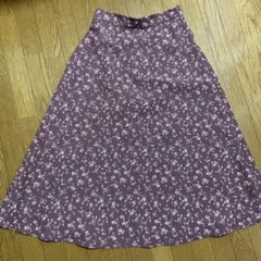 ブラウン花柄フレアスカート S プロポーション