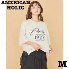 アメリカンホリック　ミニ裏毛ロゴカットプルオーバー　カレッジ風　ライトグレー　Ｍ