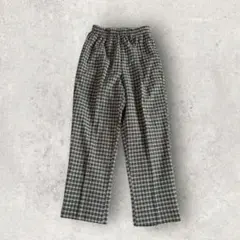 チェック柄イージーパンツ テーパードパンツ ストレート (M) ブラック系