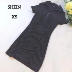 SHEIN シーイン ブラック ポロワンピース タイトフィット サイズXS リブ