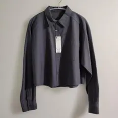 【新品未使用】GU オックスフォードショートシャツ 長袖 ダークグレー XL