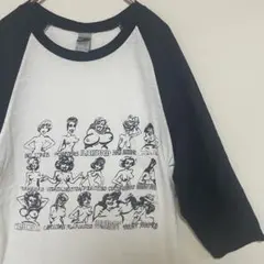 あいみょん着用　おっぱいTシャツ　ラグラン　白×黒　七分袖